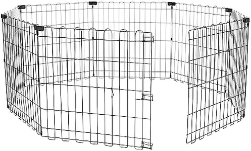 Amazon Basics Foldable Metal Pet Dog Exercise Fence Pen - 152 x 152 x 61 centimeters, Black