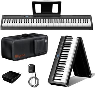 Rhymo FP88H Folding 88 Key Weighted Hammer Action Digital Piano - Portable Electric Keyboard with 40W Speakers, Bluetooth, Pedal Support for Beginners & Performance