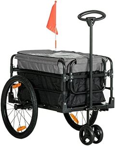 HOMCOM Remolque de bicicleta 2 en 1, remolque de carga, remolque para bicicletas con neumáticos de 20 pulgadas, capacidad de carga de 40 kg, acero, tela Oxford, negro+gris, 130 x 64 x 64/103 cm