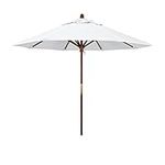 California Umbrella MARE908-F04 9 ft. Wood Market Umbrella Pulley Open Marenti Wood-Olefin-White