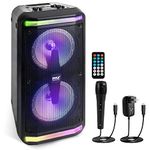 Portable Bluetooth PA Speaker System - 600W Rechargeable Outdoor Bluetooth Speaker Portable PA System w/Recorder, Microphone in, Party Lights, USB SD Card Reader, AUX, Radio, Remote - Pyle PPHP288B