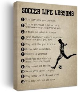 Soccer Gifts Inspirational Wall Decor Canvas Wall Art Artwork Sports Framed Art Paintings Soccer Posters for Soccer Player Athletes Living Room Sports Club Playroom Bedroom Boys Room Gym Decor