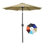 COOSHADE 10Ft Patio Umbrella Outdoor Table Market Umbrella with Push Button Tilt,Crank and 8 Sturdy Ribs for Garden, Deck, Backyard and Pool(Khaki)