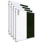 Pragati Systems® Prima Combination Board (Magnetic Whiteboard with Green Pin-up Board) for Home, Office & School with Heavy-Duty Aluminium Frame | 3x4 Feet (Pack of 4)