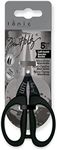 Tim Holtz Left Handed Scissors - 5 Inch Mini Snips with Micro Serrated Blade - Lefty Craft Tool for Cutting Paper, Fabric, and Sewing - Titanium with Black Comfort Grip Handles