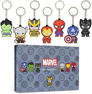 Marvel Llaveros Spiderman Black Panther Capitán América Thor Iron Man Hulk Los Vengadores - Regalos Originales para Hombre - Pack de 7 Llaveros Originales Mini Figuras