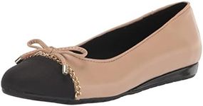 Anne Klein Women's Gable Ballet Flat, Nude/Black, 11