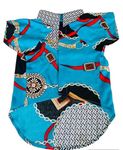 Woofiezz Printed Shirt for Dogs Turquoise Chain Statement | Stylish and Comfortable Cotton Rayon Fabric Shirt for Pets Life Stages Dogs (5XL)