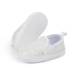 Morbido Infant Baby Boys Girls Canvas Sneaker Toddler Slip On Anti Skid Newborn First Walkers Candy Shoes for 0-18 Months, Y8-white, 12-18 Months Infant