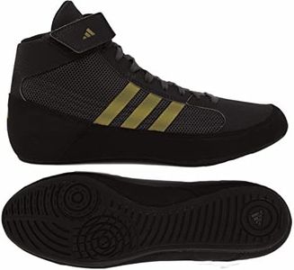 adidas Men's HVC Wrestling Shoes, Black/Charcoal/Metallic Gold, 8