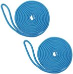 NovelBee 1/2" x 35' Double Braid Nylon Dock Line, Boat Rope Docking Lines Marine Mooring Ropes Dockline, Blue 2 Pack