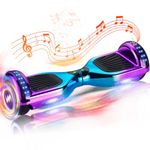 WEELMOTION Chrome Iridescent Hoverboard with Music Speaker, 6.5" All Terrain Shining Wheels and Vibrating Lights, UL2272 Certified self balancing scooter with hover board bag, range up to 8 kms
