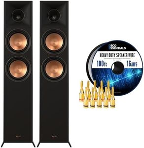 Klipsch RP-6000F II High-Fidelity Floorstanding Speaker (Pair) with Enhanced Bass Ebony Bundle with Deco Gear 100ft Long 16 AWG Speaker Wire + Brass Speaker Banana Plugs