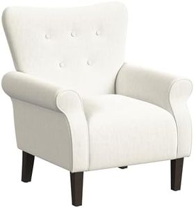 Homepop Home Decor | Upholstered Rolled Arm Wingback Accent Chair | Accent Chairs for Living Room & Bedroom | Decorative Home Furniture - Cream Solid Woven