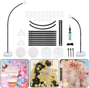 AerWo [Upgraded] Balloon Arch Kit Stand, 8.2ft+6ft Half Arch Balloon Stand with Base, Free Bending Top Balloon Arch Frame Curve for Floor, Perfect Birthday Wedding Graduation Decorations