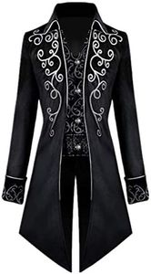 Crubelon Men's Steampunk Vintage Tailcoat Jacket Gothic Victorian Frock Coat Uniform Halloween Costume, Black, 3X-Large