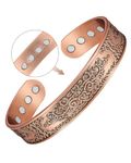 Feraco Wide Copper Bracelet for Men Enhanced 12X Strength Magnetic Bracelets for Men with 3800 Gauss Magnets,Pure Copper Jewelry Adjustable Cuff Bangle with Giftable Box,Original Design