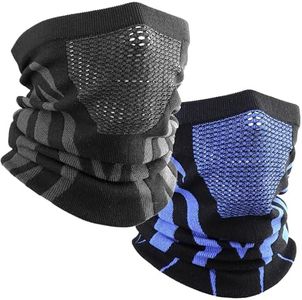 WTACTFUL Winter Neck Gaiter Neck Warmer Half Face Ski Mask Cover Shield for Cold Weather Windproof Tube Bandana Balaclava for Running Skiing Hunting Snowboarding Cycling Motorcycle Riding Black + Blue