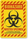 SmartSign"Biohazard-Infected Specimen" with Graphic, Aluminum Sign, 14" X 10"