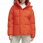 Levi's Women's Selma Hooded Puffer Jacket Coat, Orange, S
