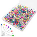 600 Sewing Pins,Pins Sewing,Sewing Clips for Fabric,Sewing Pins Dressmaking,Dress Making Pins, Loose Cover Pins,Fabric Clips Sewing,Fabric Pins with Color Glass Ball Head for Dressmaking and Fabric