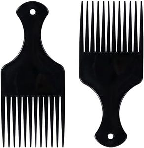 Sularpek 2 Pcs Afro Hair Comb, Black Plastic Afro Hair Comb Hair, Hair Pick Comb, Smooth & Sturdy Wide Tooth Plastic Afro Pick, for Detangling And Styling, Curly, Wavy, Frizzy And Afro Hair