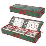 Sattiyrch Underbed Gift Wrap Organizer, Wrapping Paper Holder, Gift Wrapping Paper Storage Container, Holds up to 20 Rolls, 41W x 14D x 6H, Green