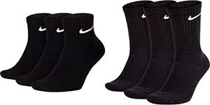 Mens NIKE 3 pair pack black cotton crew cushioned sport socks