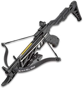 M48 Hell Hawk Self-Cocking Assault Crossbow Pistol - Lightweight Fiberglass Limbs, TPR Grip, 80-LBS Draw Weight, Picatinny Rail, Includes Bolts - Perfect for Hunters - Crossbow Pistol Length 24"