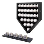 Grintus 30 Baseball Display Case Wooden Baseball Holders for Balls Display Wall Mount Baseball Shadow Box with Lockable Anti Fade UV Protection Acrylic Door for Autograph Balls Collection Storage