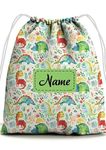 Baby of Mine Kids Drawstring Backpack For Swimming Gym Yoga Tuition Waterproof Bags For 3-10 Year Girls Boys Dino Roar Printed Bags - Multicolor