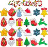 24 Pcs Christmas Mini Push Pop Bubble Fidget Toy,Christmas Mini Keychain Bubble Pop Toy, Fidget Keychain Relieve Anxiety Stress Pop Fidget Toy for Kids and Adults