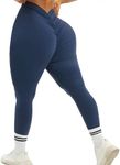 TZLDN V-Back Scrunch Leggings for Women High Waist Butt lifting Booty Butter Soft Tummy Control Yoga Pants Gym Workout Tights V Back - Navy Blue, Large