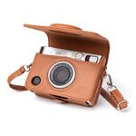 MUZIRI KINOKOO Mini EVO Camera Case Compatible for Fuji Instax Mini EVO Instant Camera with Adjustable Shoulder Strap in Brown Lychee Texture Horizontal Style