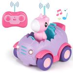 Nueplay Remote Control Car for Toddler Age 2 3 4 5, Electric RC Car Toys with Light & Music, Toddler Toys, Race Car Vehicles, Horse Figures Truck, Christmas Birthday Gift for Baby Girls, Purple