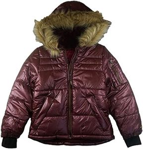 LONDON FOG Girls' Heavyweight Expedition Jacket, Burgundy Shimmer, 10-12