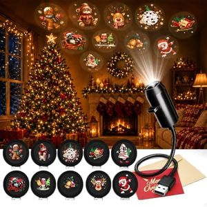 Plug and Play Hd Christmas Projector– 6 or 10 Festive Scenes，10 films