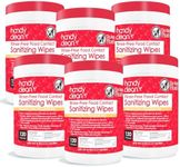 HandyClean Rinse-Free Food Contact Sanitizing Wipes Canister, Multi Surface Cleaning Wipes Cleaning Supplies for Kitchen and Professional Setting 6-Pack (120 Wipes Each)