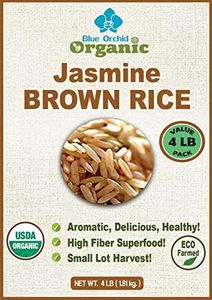 Organic Brown Jasmine Rice from Thailand - Whole Grain Vegan Natural Healthy Superfood Gluten-free - 4 LB