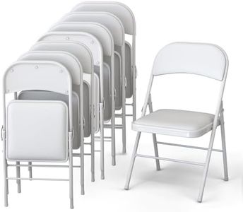 Our Modern Space 8 Pack Leather Chair | Foldable & Stackable | 350 lbs Capacity Steel Frame Seats for Indoor or Outdoor | Commercial Use Events Wedding Party Events Bulk Picnic Kitchen Dining - White