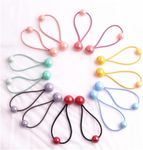 LALOCAPEYO 14 Pcs Double Balls Elastic Ponytail Holders Colorful Kids Hair Ties with Balls Cute Ball Hair Ties Circle Bubble Hair Bands Rubber Hair Elastics Ties Toddler Girls Women (Stylish Style)