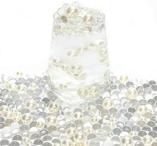 Elegant Vase Filler About 200 Crystal Clear Beads & ABS Simulated Pearls for Floral Arrangements, Wedding Centerpieces, and Home Deco (Off-White)