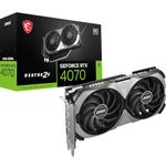 MSI GeForce RTX 4070 Ventus 2X E1 12G OC Gaming Graphics Card - 12GB GDDR6, 2490MHz, PCI Express Gen 4, 192 Bits, 3X DP v 1.4a, HDMI 2.1a (Supports 4K & 8K HDR)