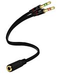 LS LAPSTER Quality Assured Gold Plated 2 Male to 1 Female 3.5mm Headphone Earphone Mic Audio Splitter Cable for PC Laptop - Jet Black (ECO069)