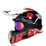 Woljay Full Face Motorcycle UFO Helmet Motocross Off Road Street Dirt Bike MX MTV - DOT (Black White,Small)