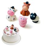 SugArt Edible Animal Cake Toppers - (Set of 4) - Icing Fondant Handmade Animal Cake Decorations - Perfect for Kid's Birthdays - Made of Sugar (4 Pc) (Farm animals)