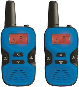 Lexibook TW43 Walkie-talkies for Kids, Toys Long Range 5km / 3 Miles, Rechargeable Battery, LCD Screen, Digital Sound, Indoor and Outdoor Communication Game, Belt Clip, Blue/Black