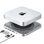 RayCue Mac Mini Hub & Type-C Stand with SSD Enclosure – Mac Mini Stand - Fits 2.5 Inch SATA SSD, USB-C Data Port, Dual USB 3.0/2.0 Port, Micro/SD Card Readers – for Mac Studio, Mac Mini M1 M2