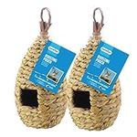 Wild Birds Hanging Roosting Pouch - Gardman Pack of 2 Woven Bird House Hanging Bird Hut Nest Shelter for Outside Outdoor Small Garden Birds with Topline Card.