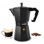 Lifelong Moka Pot 300ml | Stovetop & Induction Espresso Maker Machine | 6 cup capacity | South Indian Kaapi Maker | Coffee Maker Machine for home with Cool Touch Handle (LLCMM01, Black)